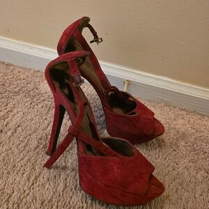 Carlos Santana Red Suede Heels